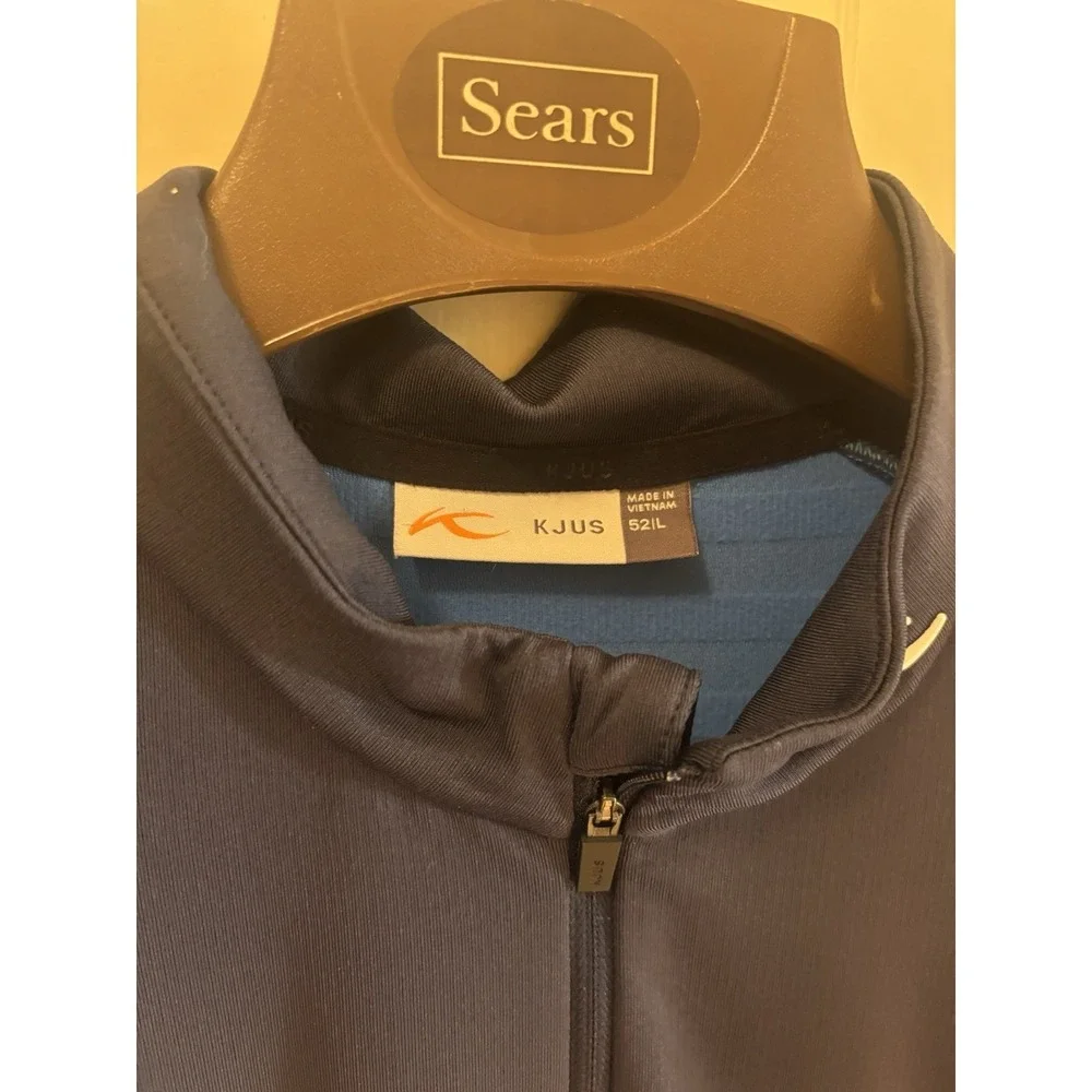 KJUS Mens 1/4 Zip Pullover Blue Colorblock Performance Golf Active Top Size 52 L